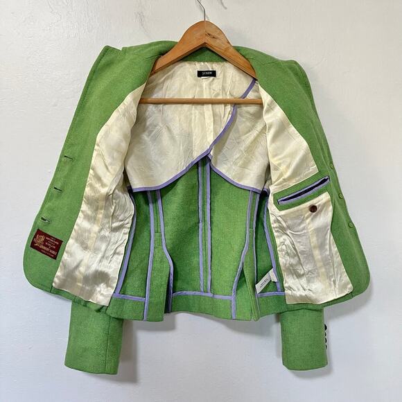 J Crew Robert Noble Scotland Wool Blazer Size 4 Green Academia Goblincore FLAW - Picture 7 of 11